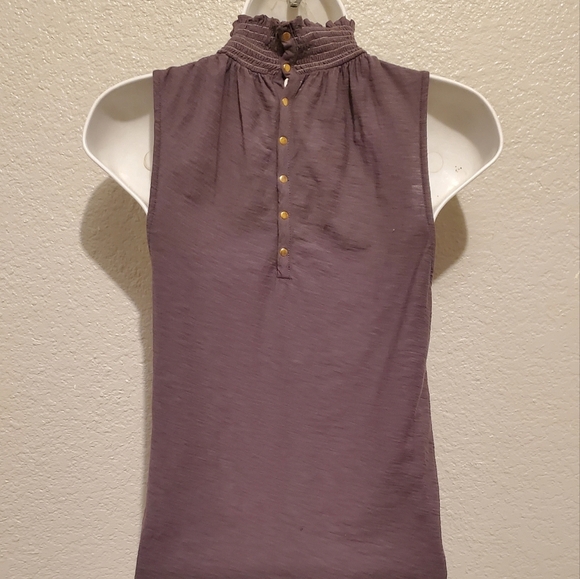 Nation LTD Mauve Sleeveless Smocked Mock Neck Stretch Knit Top Size XS - Picture 5 of 7